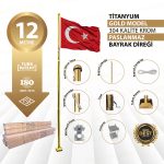 12 Metre Paslanmaz Titanyum Gold Bayrak Direği