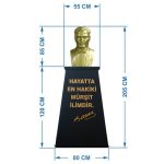 Atatürk Büstü (85cm Alüminyum)+ Kaide (120cm) Lise Modeli - Görsel 2