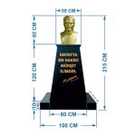 Atatürk Büstü (85cm Alüminyum)+ Kaide (120cm)+ Alt tabla Lise Modeli - Görsel 2